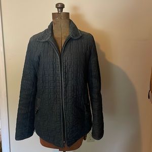 Croft & Barrow corduroy zip up dark green forest green quilted jacket size M